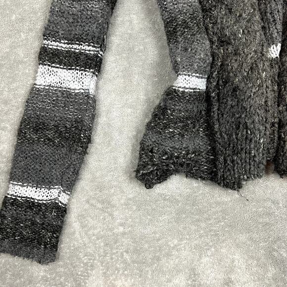 Free People Cardigan Sweater Womens M Wool Blend Chunky Knit Dark Grey Striped - Picture 5 of 11